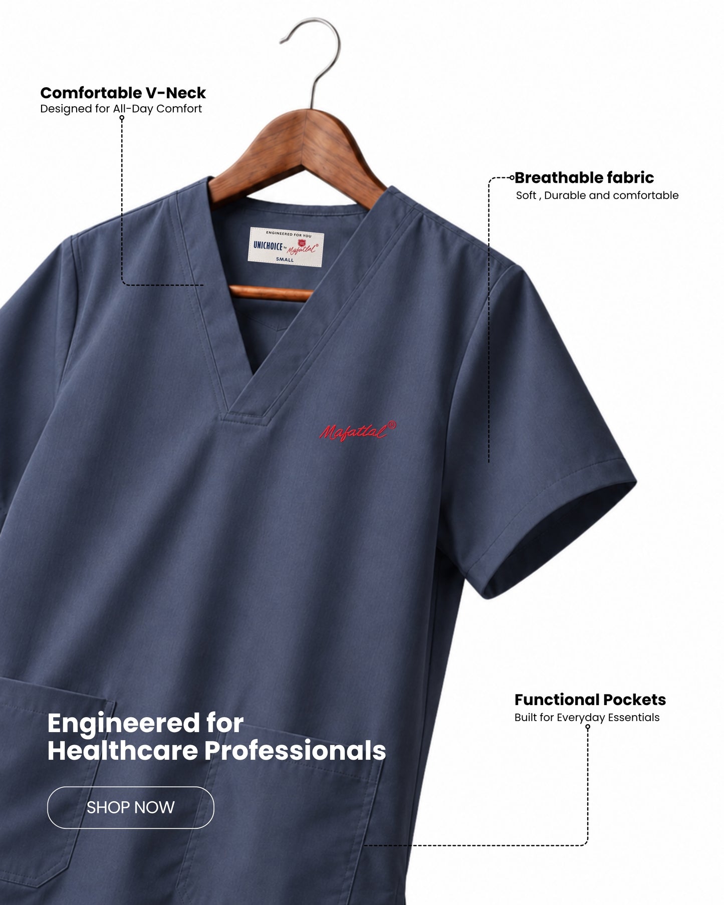 Medfits Prime Women's V-Neck (Navy Blue) New Gen Scrub