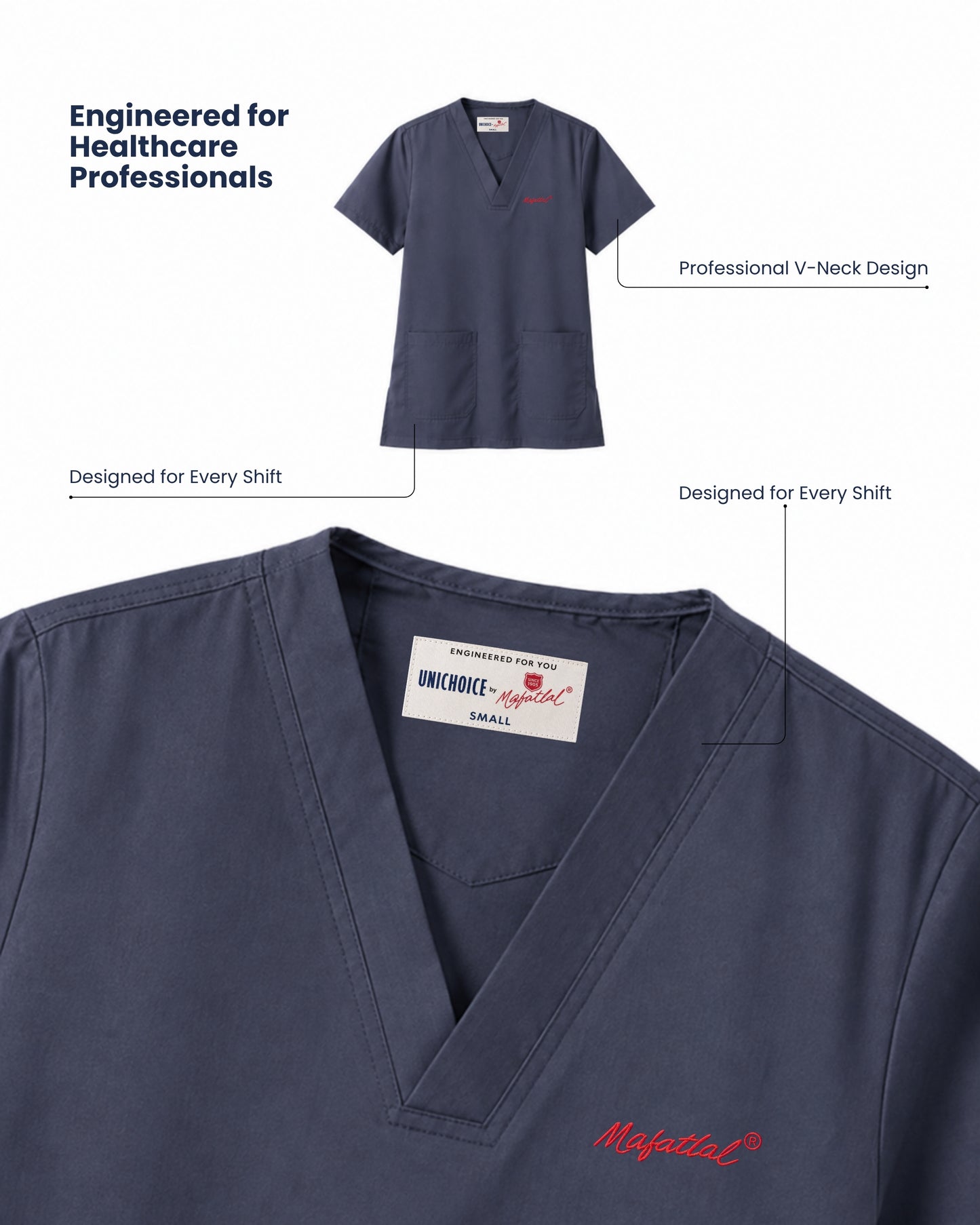 Medfits Prime Women's V-Neck (Navy Blue) New Gen Scrub