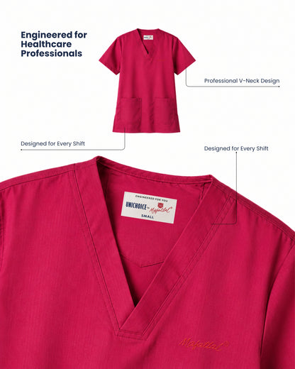 Medfits Prime Women's V-Neck (Wine) New Gen Scrub