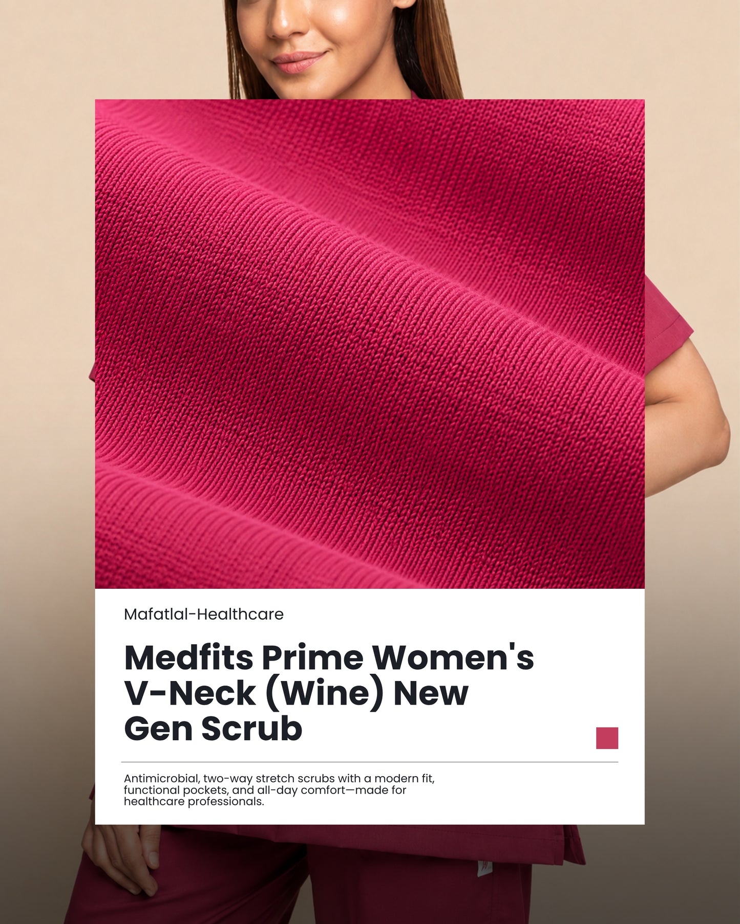 Medfits Prime Women's V-Neck (Wine) New Gen Scrub