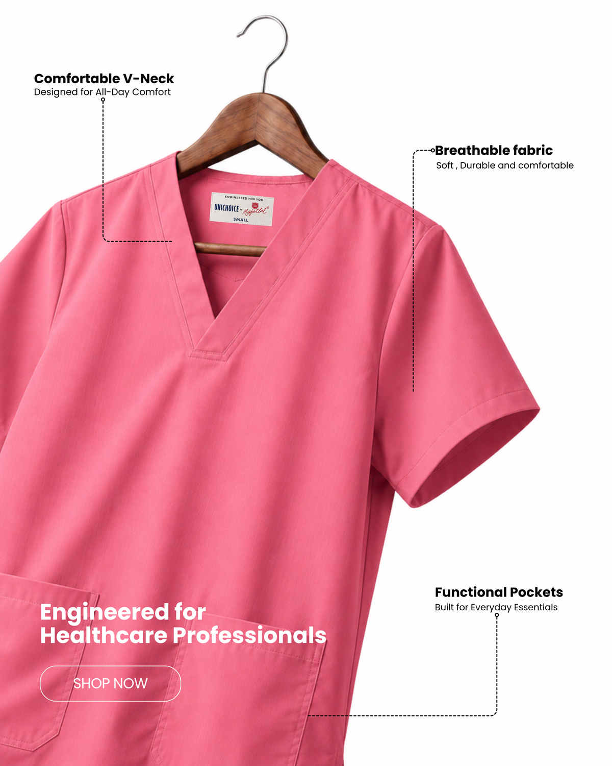 Medfits Core  Women's V-Neck (Light Pink) New Gen Scrub