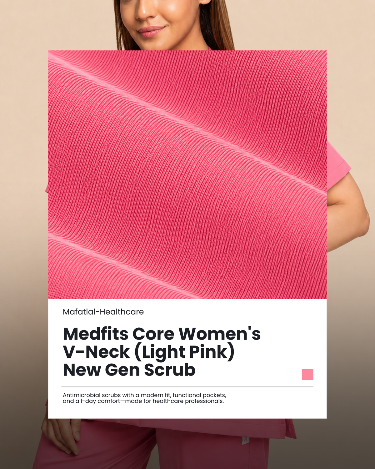 Medfits Core  Women's V-Neck (Light Pink) New Gen Scrub