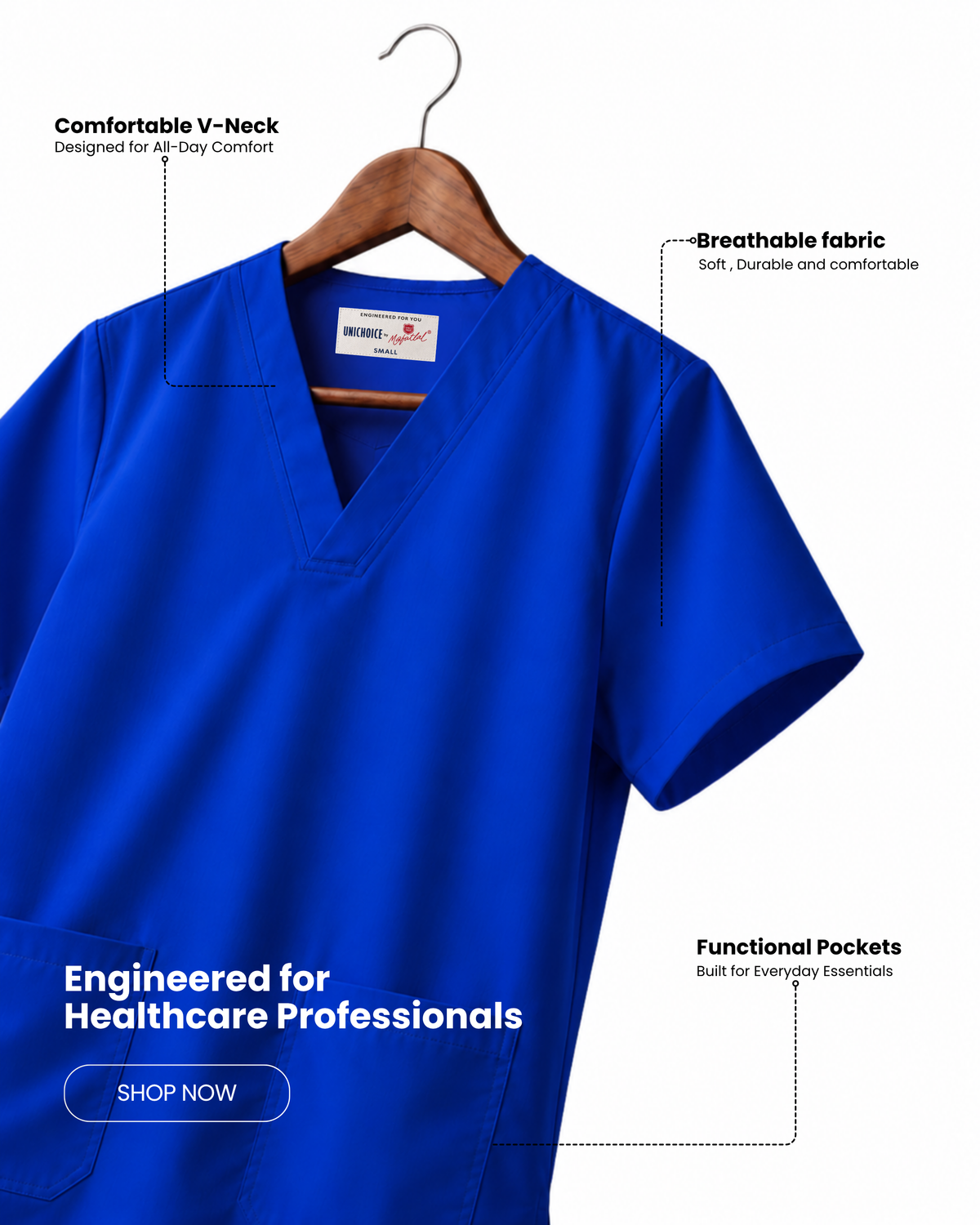 Medfits Core Women's V-Neck (Imperial Blue) New Gen Scrub