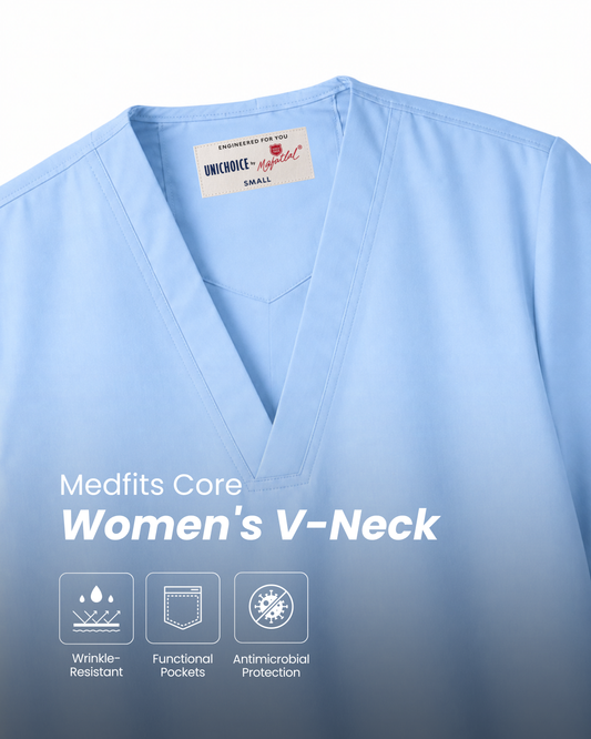 Medfits Core Women's V-Neck (Light Blue) New Gen Scrub