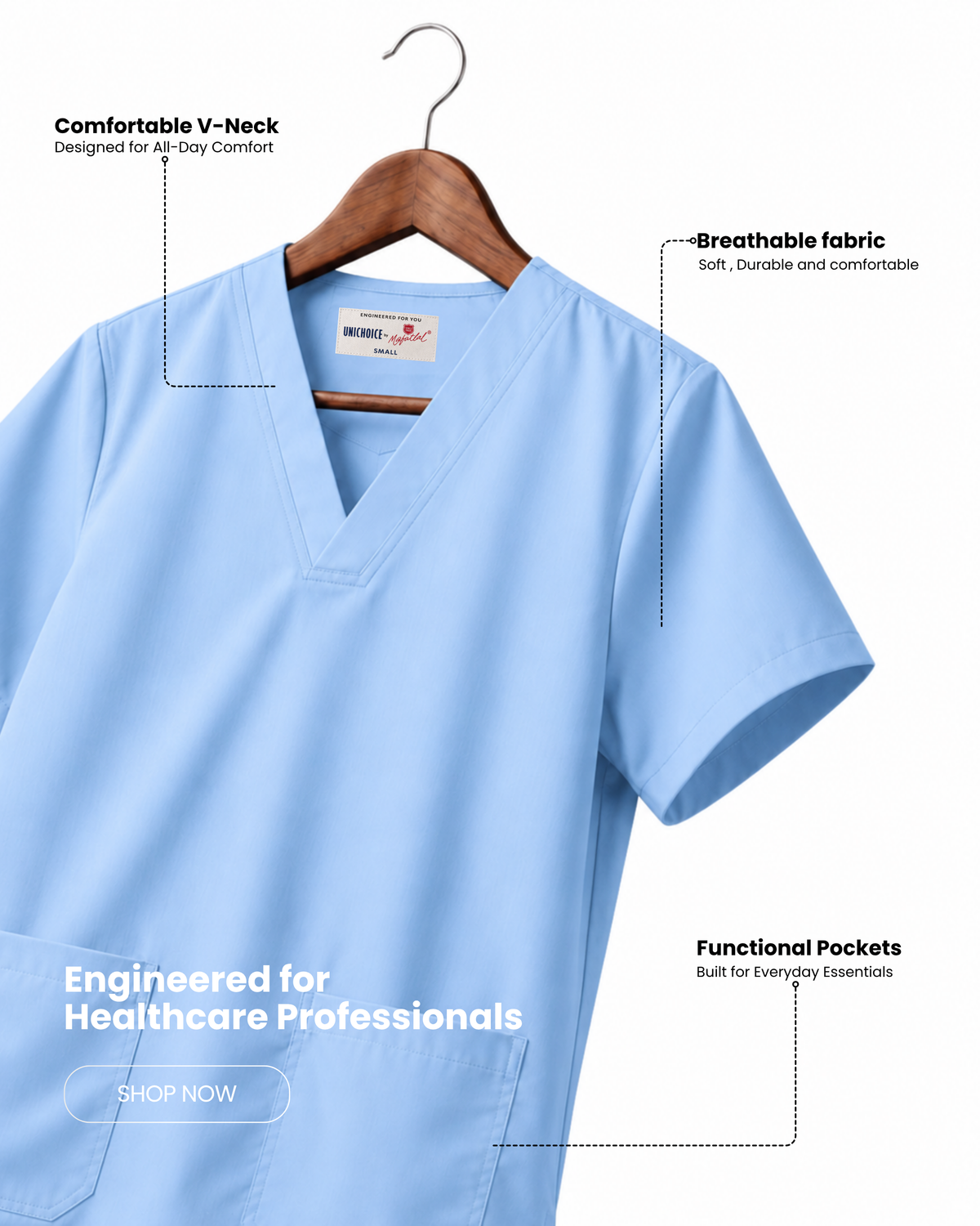 Medfits Core Women's V-Neck (Light Blue) New Gen Scrub