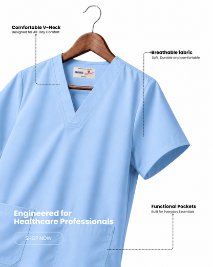 Medfits Core Women's V-Neck (Light Blue) New Gen Scrub