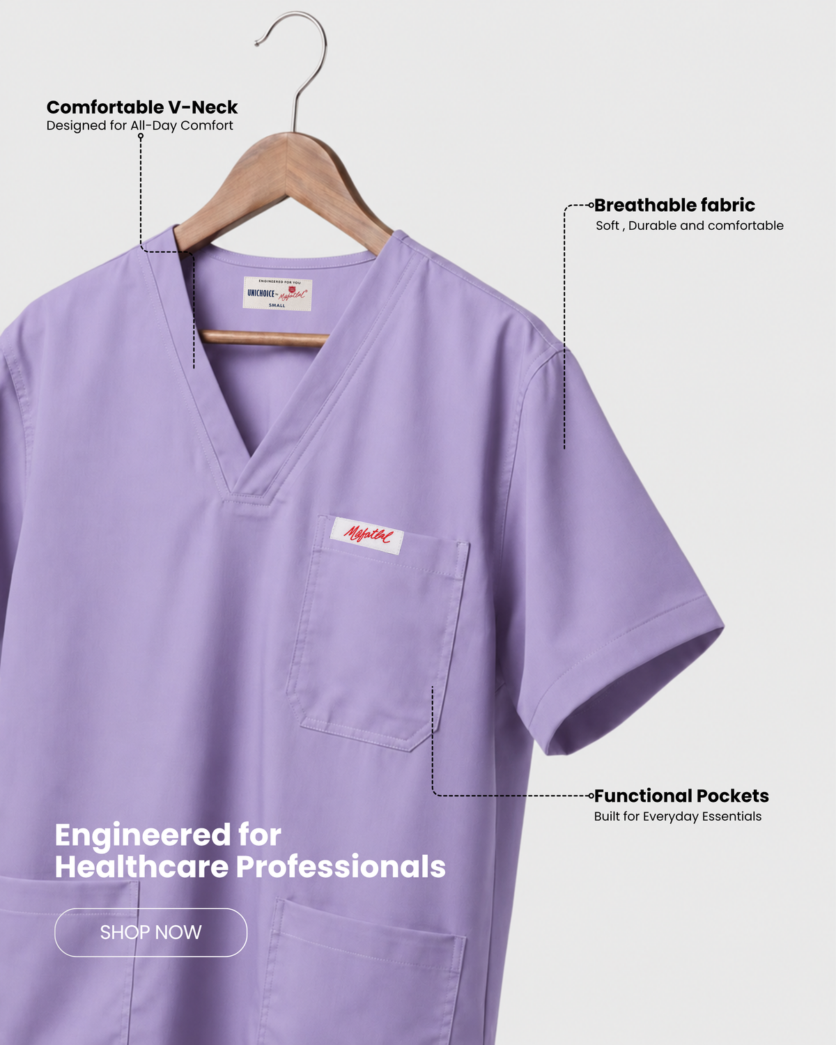 Medfits Core Men's V-Neck (Lavender) New Gen Scrub