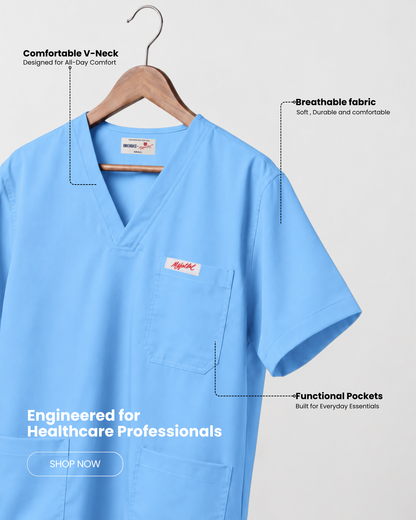 Medfits Core Men's V-Neck (Light Blue) New Gen Scrub