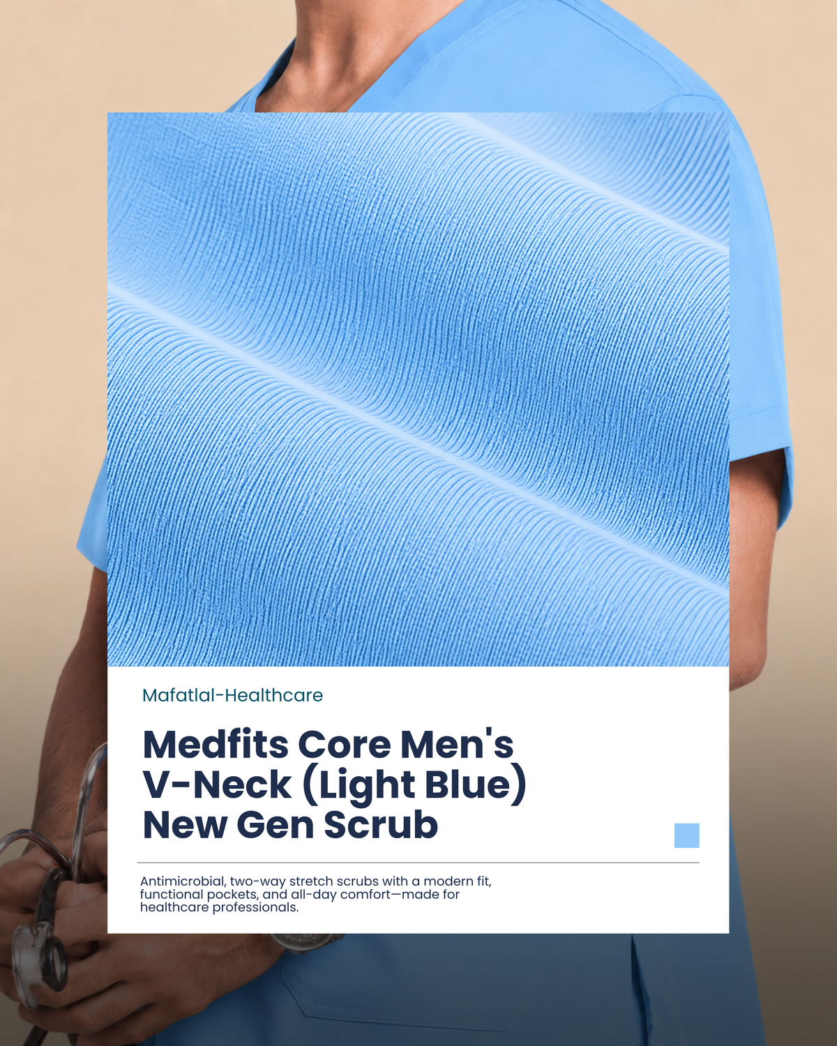 Medfits Core Men's V-Neck (Light Blue) New Gen Scrub