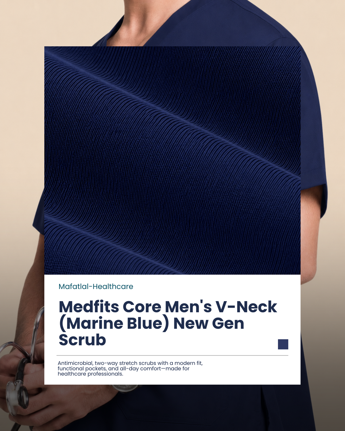 Medfits Core Men's V-Neck (Marine Blue) New Gen Scrub