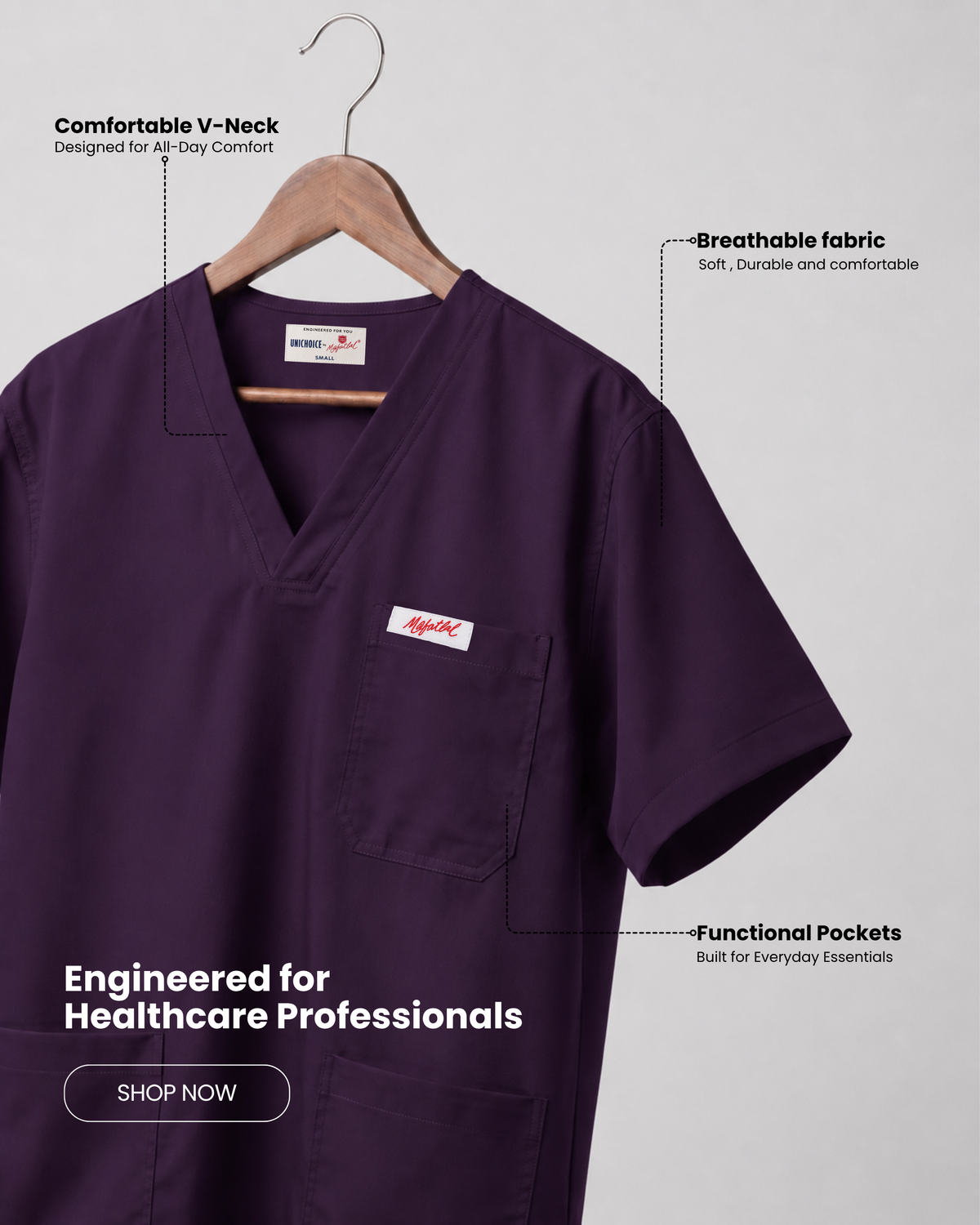 Medfits Core Men's V-Neck (Purple) New Gen Scrub