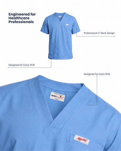 Medfits Prime Men's V-Neck (Ceil Blue) New Gen Scrub