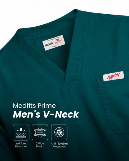 Medfits Prime Men's V-Neck (Dark Green) New Gen Scrub