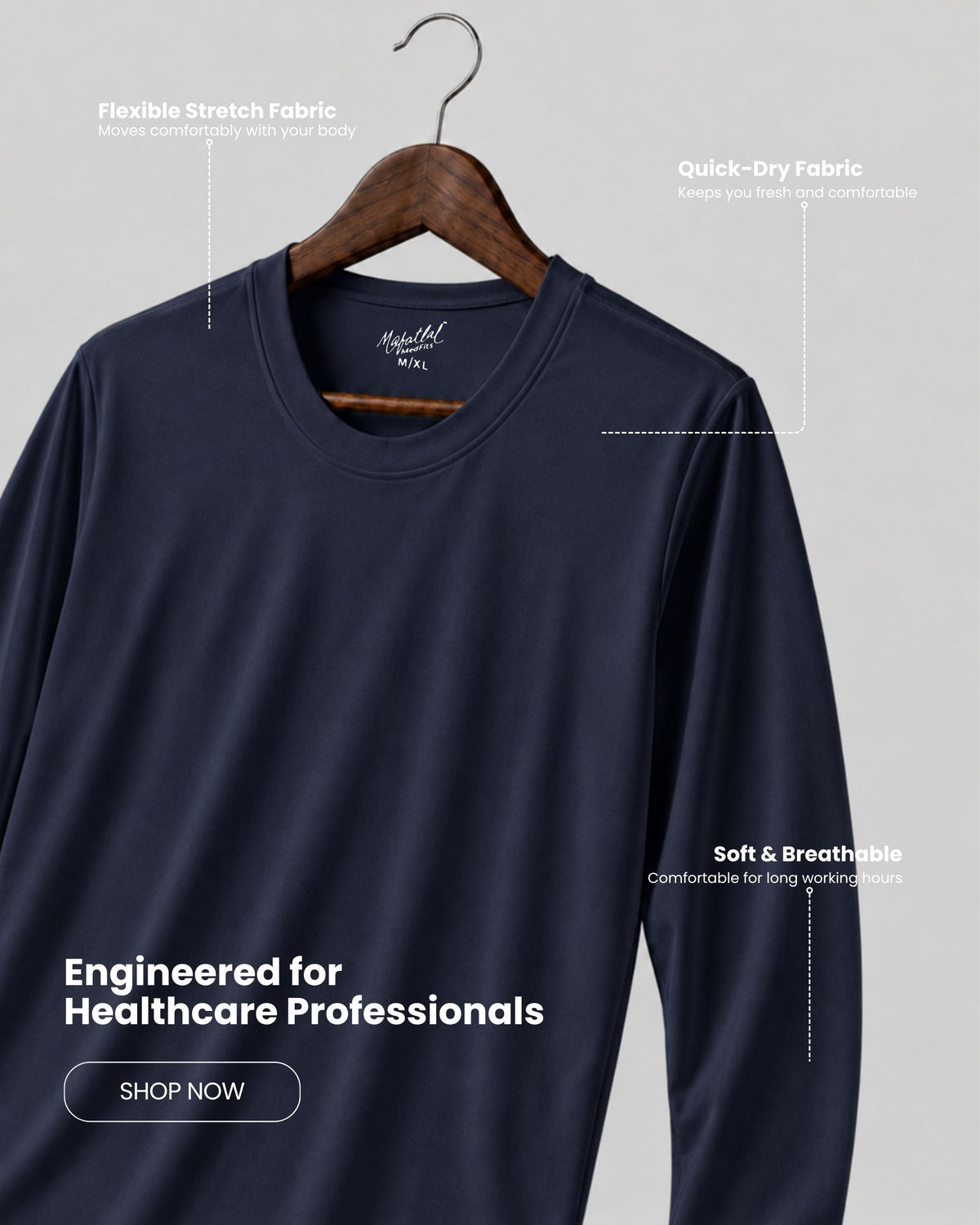 Navy Blue Under Scrub - Long Sleeve