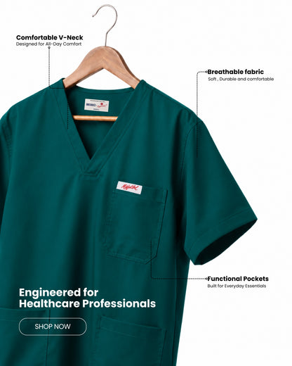 Medfits Prime Men's V-Neck (Dark Green) New Gen Scrub
