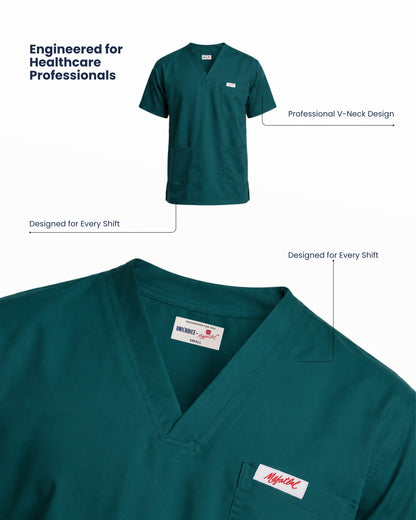 Medfits Prime Men's V-Neck (Dark Green) New Gen Scrub
