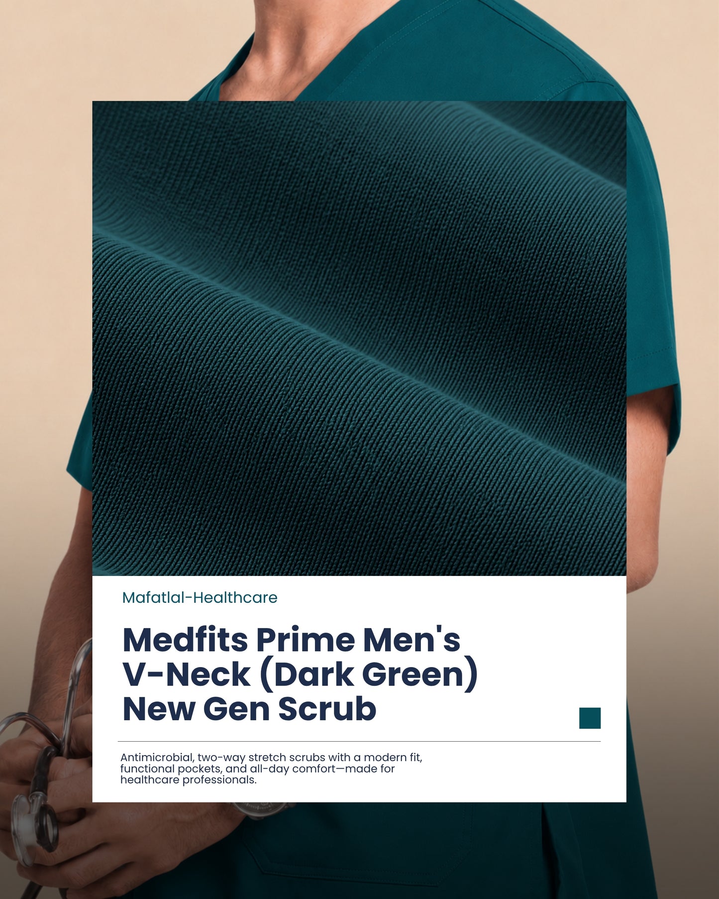 Medfits Prime Men's V-Neck (Dark Green) New Gen Scrub