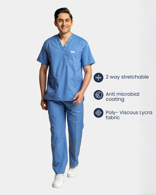 Medfits Prime Men's V-Neck (Ceil Blue) New Gen Scrub