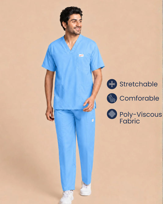 Medfits Core Men's V-Neck (Light Blue) New Gen Scrub