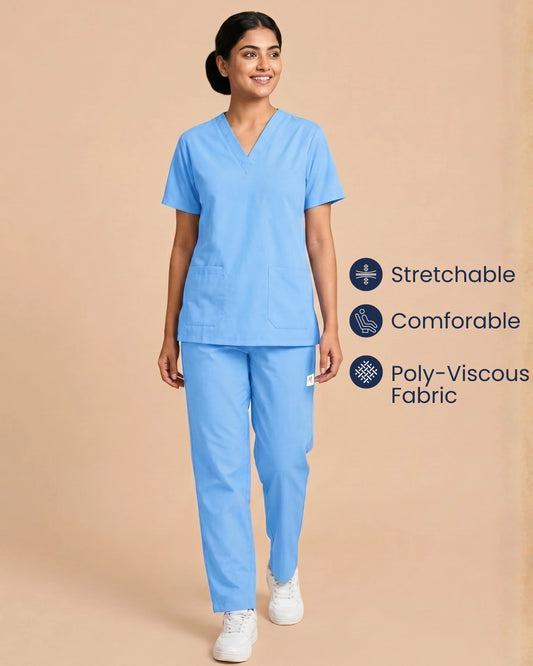 Medfits Core Women's V-Neck (Light Blue) New Gen Scrub
