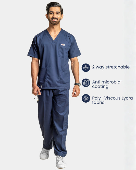 Medfits Prime Men's V-Neck (Navy Blue) New Gen Scrub