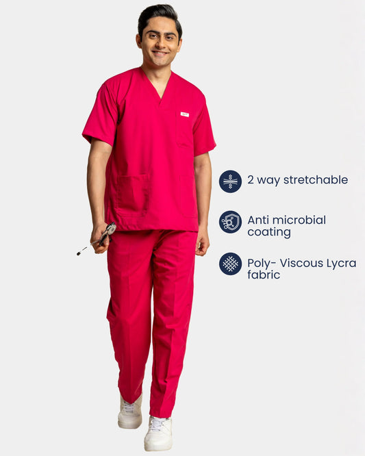 Medfits Prime Men's V-Neck (Hot Pink) New Gen Scrub